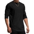 thumbnail image 5 of Hanerdun Men Solid T Shirts Male Long Sleeve Tee Crew Neck Pullover Tops Black M, 5 of 5