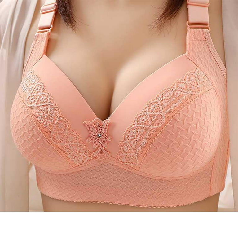 LEEy-World Plus Size Lingerie Wireless Push Up Bra, Bras for Women No  Underwire for Comfort, Push Up Bras for Women, Full Coverage Pink,46 