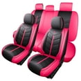 thumbnail image 3 of OTOEZ Universal Pink Car Seat Cover PU Leather 5-Seat Full Set Waterproof Front & Rear Cushion Protector Fit Most Honda Toyota Chevy Ford Nissan SUV, 3 of 11