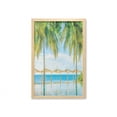 thumbnail image 1 of Landscape Wall Art with Frame, Exotic Beach with Pool Nature with Soft Sun Rays Holiday Theme Print, Printed Fabric Poster for Bathroom Living Room, 23" x 35", Green Blue, by Ambesonne, 1 of 2