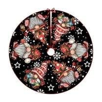 EWASWON Christmas Black Christmas Tree Skirt - 36 Inch Classic Design with Vintage Santa, Polyester Holiday Decor, Festive Christmas Gift