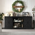 thumbnail image 6 of PUFFCAFE Farmhouse TV Stand for 65" 60" 55" Tvs,Entertainment Center with Storage & Sliding Barn Doors,Media TV Console Table,Black TV Stand for Living Room, 6 of 7