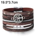 thumbnail image 2 of Pulsera de cuero de PU, pulsera con hebilla magnética del Árbol de la Vida de perlas -marrón, 2 of 5