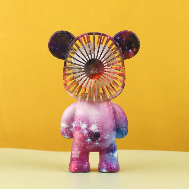 Bearbricklys Mini Ventilador De Mano USB Recargable Violento Oso Al Aire Libre Creativo Escritorio Silencio Carga Portátil