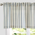thumbnail image 5 of CURTAINKING Farmhouse Striped Valance Semi-Sheer Flax Linen Light Filtering Small Window Valance 50x16 inch Rod Pocket 1 Panel Blue on Beige, 5 of 8