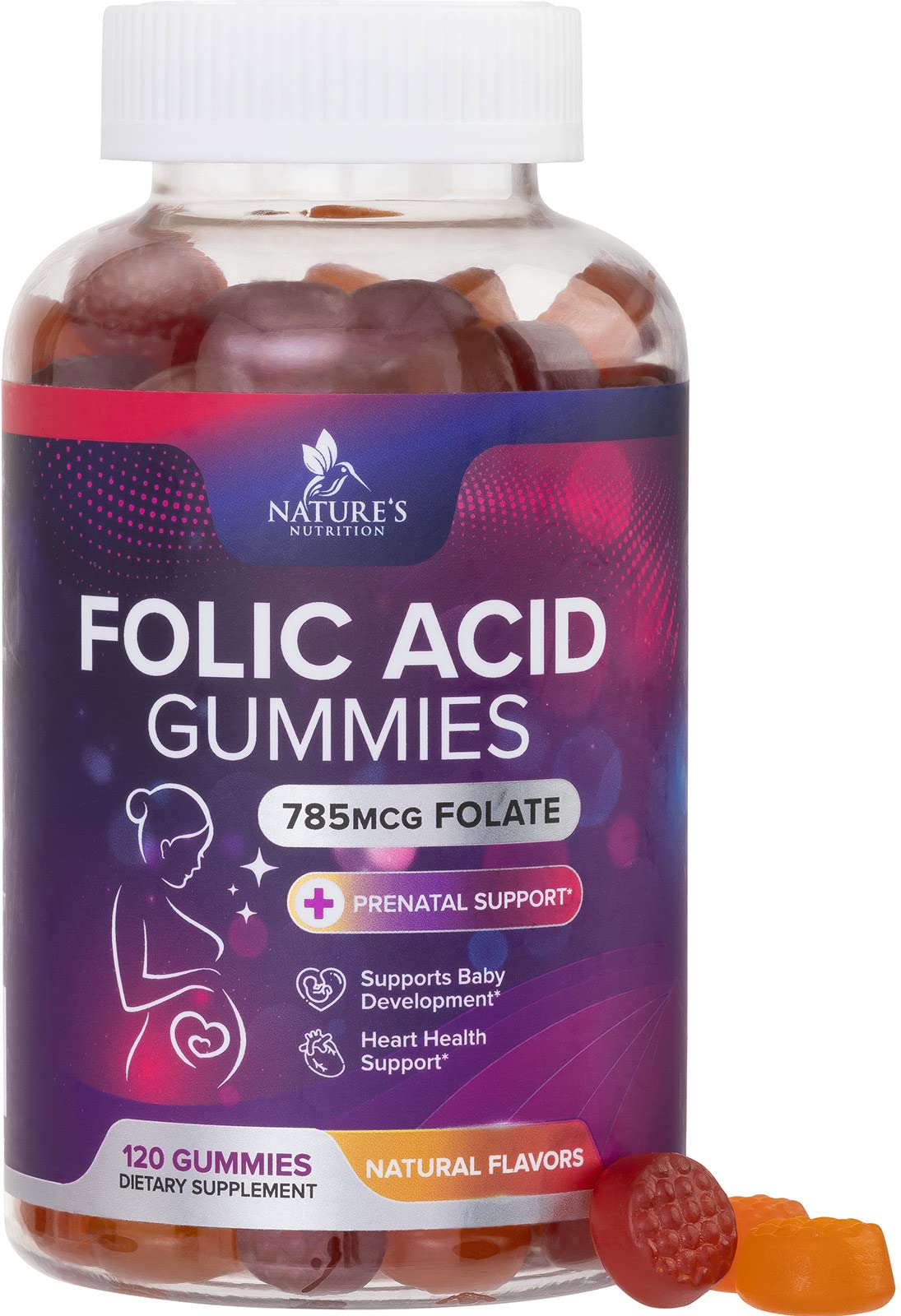Folic Acid Gummies for Women, Essential Prenatal Vitamins for Mom