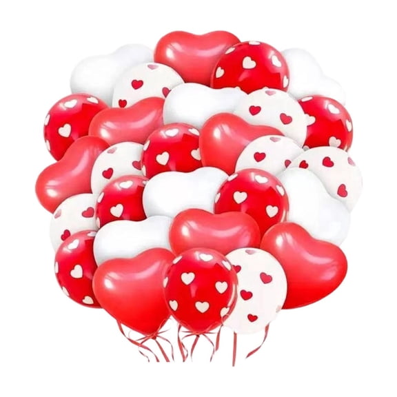 SLYNSHome 40 Pcs Red White Latex Balloons Heart Shaped Balloon for Birthday Wedding Valentine's Day Mothers Decorations