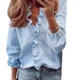 thumbnail image 3 of Minnieouse Blusa Estampado Verano Camisa Estampado Verano Manga Larga Cuello V Trabajo Mujer Top Prendas para la parte del cuerpo Azul S Minnieouse AP003018-13, 3 of 6