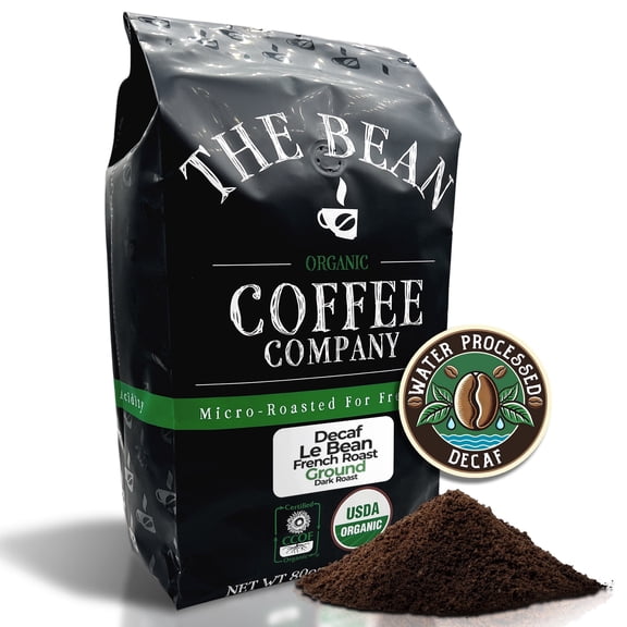 The Bean Organic Coffee Company Water Processed DECAF Le Bean, Dark French Roast, Ground Coffee, 5-Pound Bag