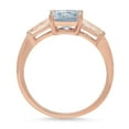 thumbnail image 2 of 1.62 ct Square Emerald Cut Simulated Blue Diamond 3 Stone 14K Rose Gold Womens Engagement Ring, 2 of 4