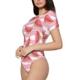 thumbnail image 2 of Fotbe Cute Watermelon Women's Crew Neck Short Sleeves Bodysuit Tops Round Neck Slim Sleeveless Soft Comfortable Basic-XX-Large, 2 of 9
