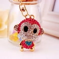 thumbnail image 2 of Monkey Rhinestone Crystal Keychain Gift Key Charm Pendant Key Chain Pink, 2 of 7