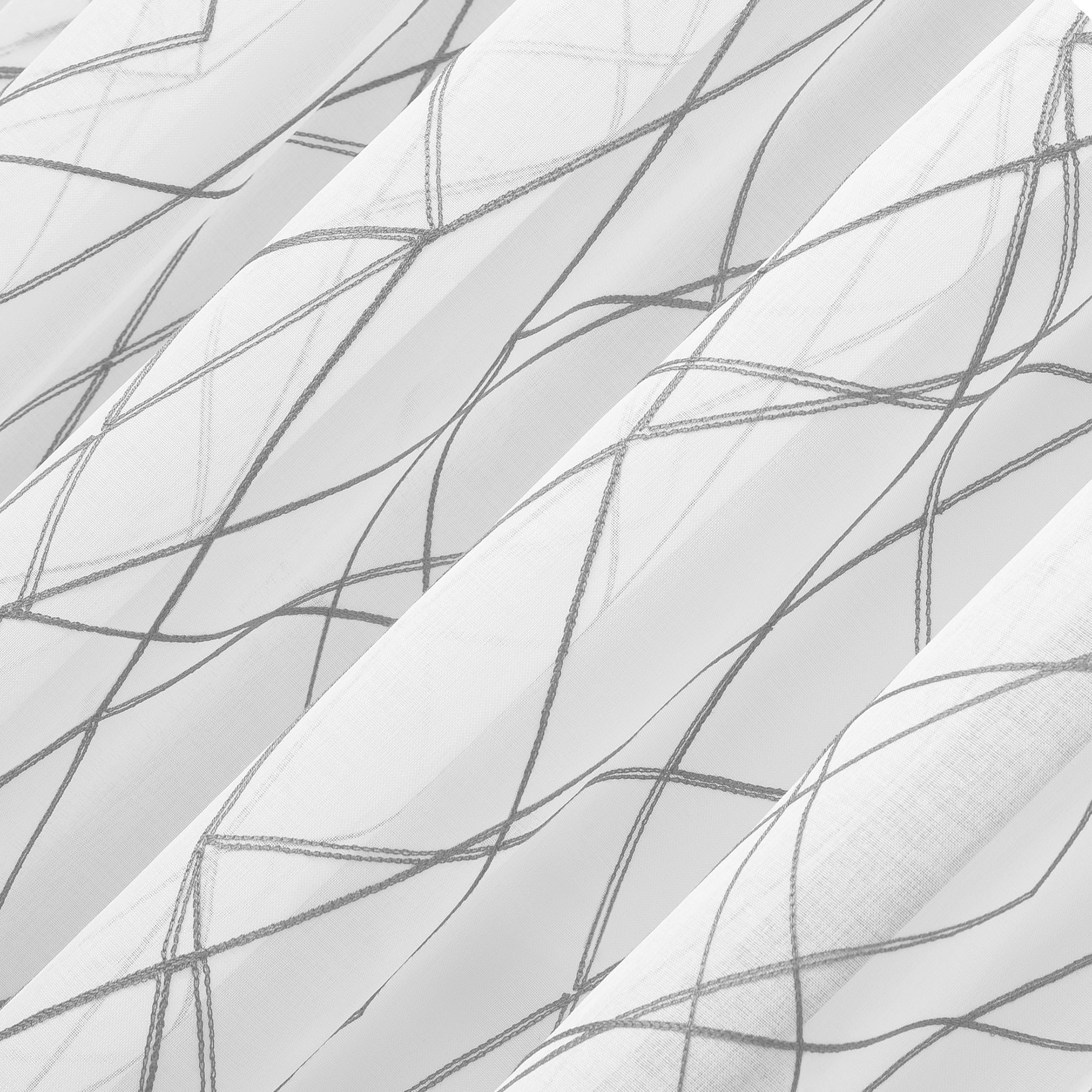 No. 918 Abstract Geometric Embroidery Semi-Sheer Rod Pocket Curtain Panel, 50" x 63", Gray