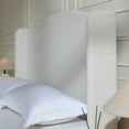 thumbnail image 6 of Miniyam 54" High Queen Size Upholstered Bed with Wingback Headboard for Adult, Ivory White, 6 of 7
