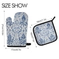 thumbnail image 2 of 2 PCS Oven Baking Gloves Set Heat Resistant Oven Mitt & Pot Holder Set Cooking Mitts Kitchen Home Supplies Vintage Watercolor Floral Pattern, 2 of 5