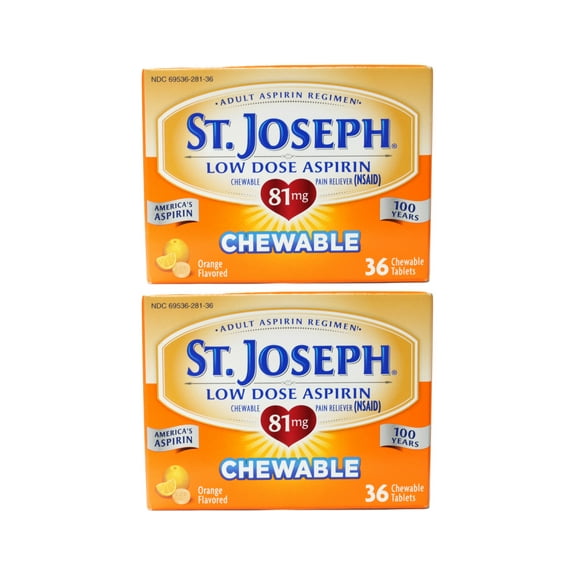 St. Joseph Aspirin Chewable Orange Aspirin 2 Pack 72 Total Chewable Tablets