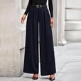 thumbnail image 5 of Dwellite Womens Wide Leg Trousers 2026 Elastic High Waisted Dress Pants Pleated Slacks Flowy Business Work Palazzo Pants Dark Blue 2XL, 5 of 7
