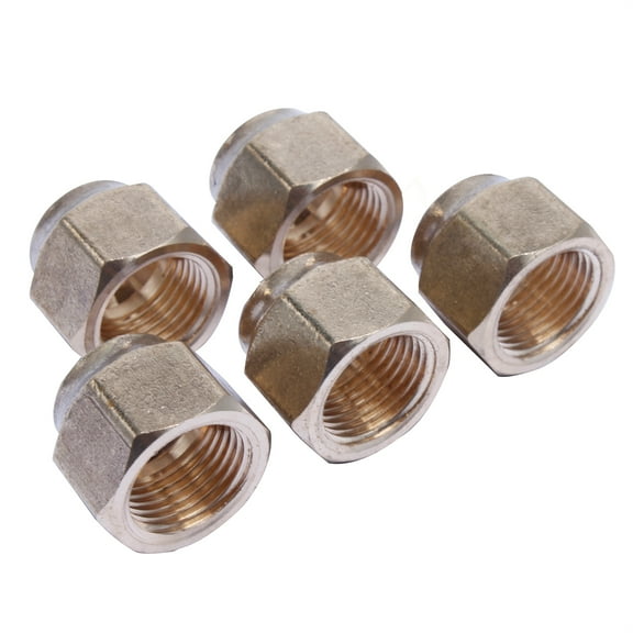 LTWFITTING Brass 1/2" OD Flare Short Forged Nut,Brass Flare Tube Fitting(Pack of 5)