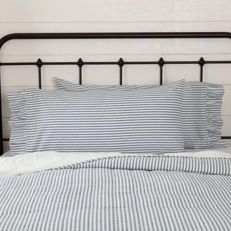 Denim Blue Farmhouse Bedding Miller Farm Ticking Stripe Cotton