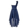 thumbnail image 2 of Manyakai Girls One Shoulder Chiffon Wedding Bridesmaid High Low Dress Pageant Prom Ball Gown Navy Blue 10, 2 of 7