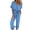 Blue, variant on Women's Waist Tie V-Neck Wrap Front Jumpsuit Batwing Sleeve Casual Wide Leg Jumpsuit Breathable Lightweight Ideal for Summer Daily Wear