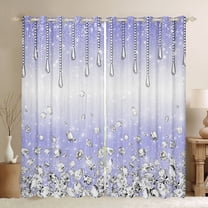 Homewish Chic Diamond Curtains Pack of 2 (42x84 Each),Sparking Print Curtains Blackout,Purple White Ombre Bedroom Curtains For Girls Kids,Super Cozy Room Decor