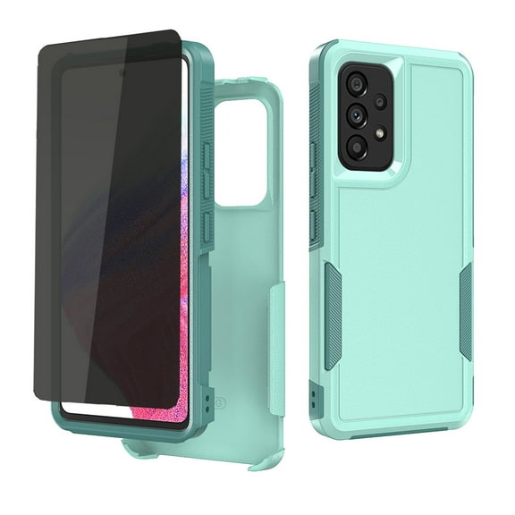 Xhy for Samsung Galaxy A53 5G Case With Privacy Screen Protector Military Grade Full Body Double Layer Protection Shockproof Drop TPU Durable Removable Galaxy A53 5G Phone Case - Light Green