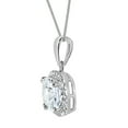 thumbnail image 2 of Precious Stars 14K White Gold Ladies 8-mm Cushion-cut Cubic Zirconia Halo Pendant with 16" Chain Necklace, 2 of 6