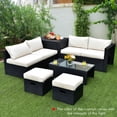 thumbnail image 3 of Patiojoy 8PCS Patio Conversation Set Sectional Sofa Set, All-Weather PE Rattan, Tempered Glass Table & Washable Cushion Covers, 3 of 7