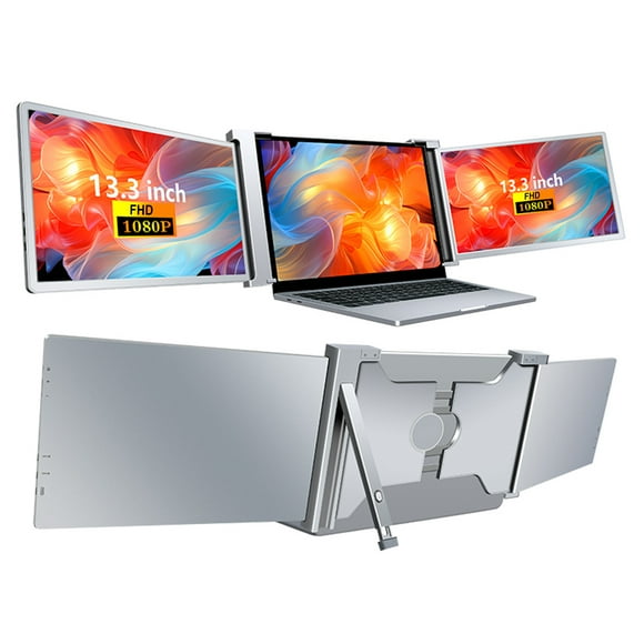 Screen 13.3" Laptop Screen Extender 1080P FHD Portable Triple Monitor for Laptop Folding Monitor Extender with Flexible Kickstand Carrying Bag
