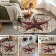 thumbnail image 5 of Round Area Rugs Collection 4 Ft, Texas Star Retro Non-Slip Residential Carpet, Red Wooden Berry Vintage Indoor Crawling Mats Runner Rugs for Living Room/Dining Room/Bedroom, 5 of 8