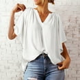 thumbnail image 3 of KZKR Womens Chiffon Blouses Casual Solid Bell Sleeve Shirt Loose V Neck Tunic Tops, 3 of 6