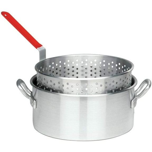 Bayou Classic 10 Quart Aluminum Fry Pot and Basket with Cool Touch Handle — Residential Use, Standard Application