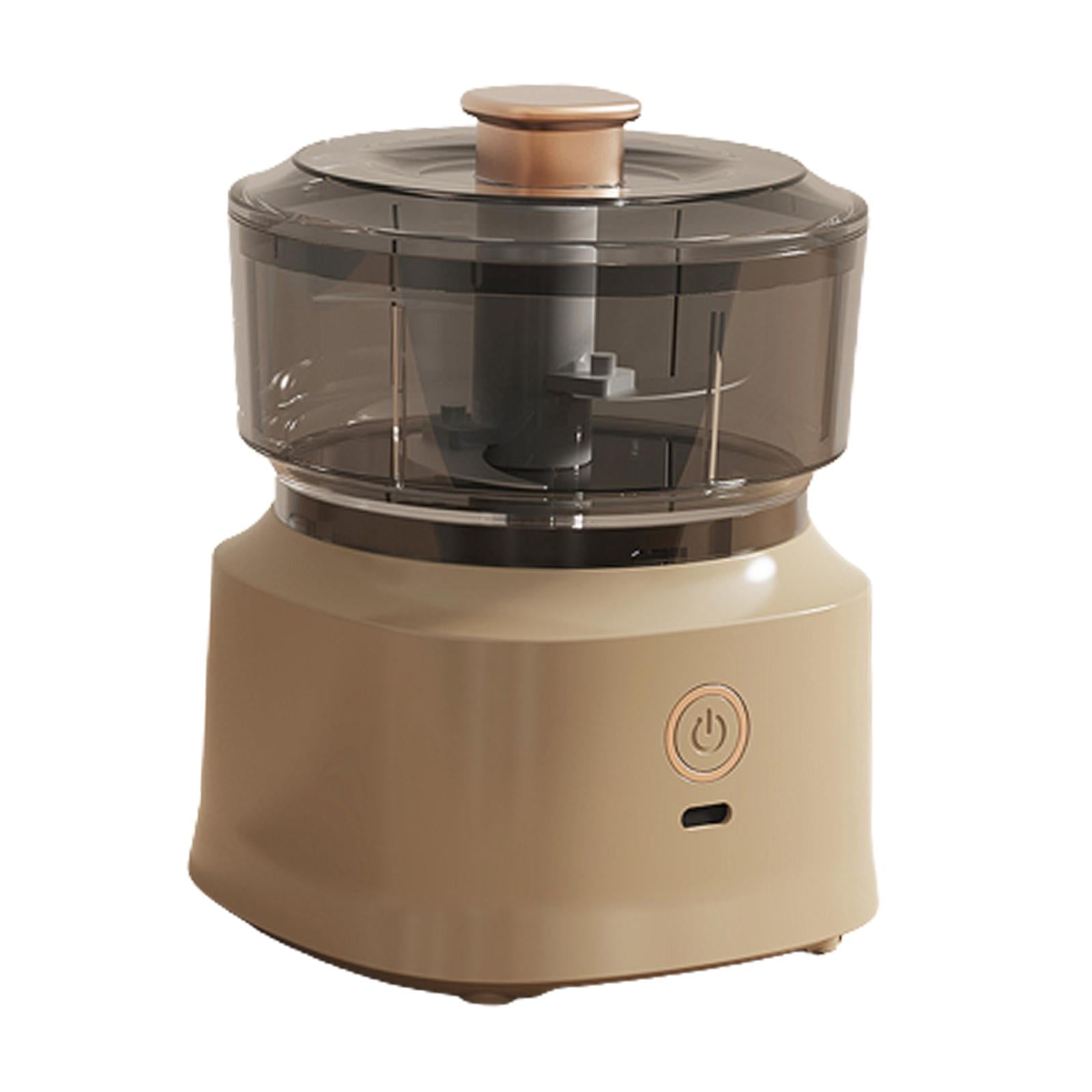 Electric Garlic Chopper Meat Mincer 350ml Detachable Visible Kitchen Gadget Chili Pepper Shredder Mixers for Food Ginger Chili Tomato Spice light coffee color