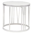 thumbnail image 3 of Home Square Roman Round Marble Top End Table in Silver and White - Set of 2, 3 of 6