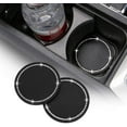 thumbnail image 1 of 2 Pack Bling Car Cup Holder Coaster, 2.75 Inch Soft Bling Crystal Rhinestone Rubber Pad Set Round Auto Cup Holder Insert Drink Coaster Car Interior Accessories, Black, 1 of 6