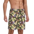 thumbnail image 2 of Balery Ladybugs And Flowers On A Wooden Pantalones cortos de pijama de punto de algodón para hombre con cinturilla y bolsillos-Large, 2 of 6