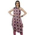 thumbnail image 2 of Moomaya Women's Printed One-Shoulder Cowl Kurti Sleeveless Dress Boho Party Designer Clothing, 2 of 7