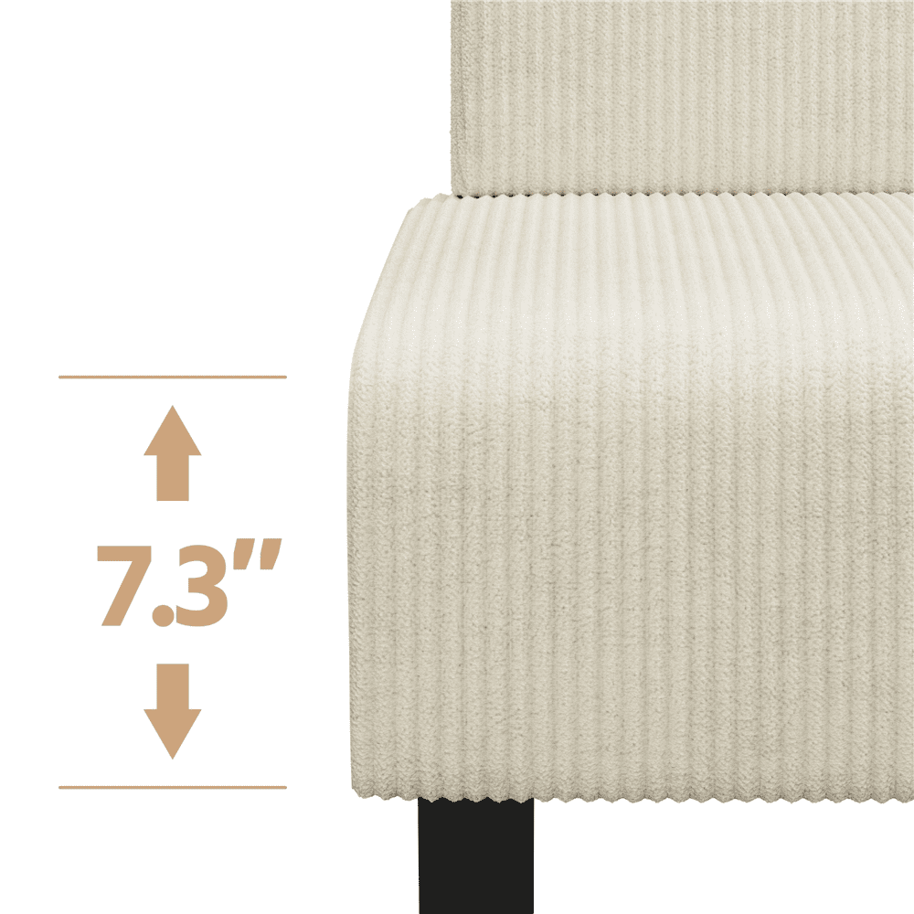 Yaheetech Corduroy Armless Loveseat with Strong Rubberwood Legs & USB Ports, Beige