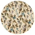 thumbnail image 1 of HomeRoots 349751 Tapis Rond en Laine Ivoire et Turquoise 5 Pi. 6 Po., 1 of 1