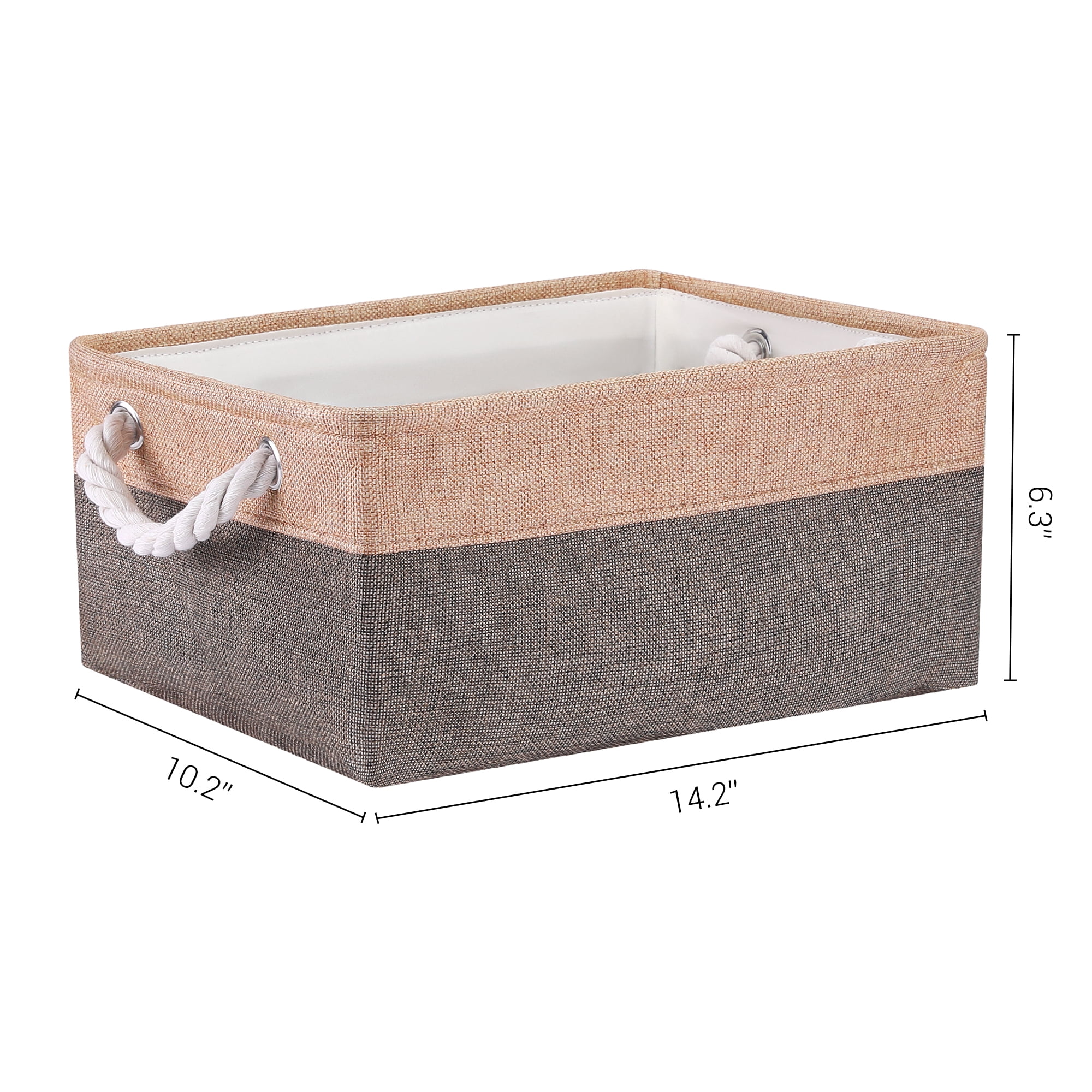 Unique Bargains Storage Bin with Handle Fabric Cube Coffee/Brown 14*10*6.5in