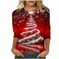 thumbnail image 2 of LEKWK Dressy Christmas Tops for Women Xmas Tree Crew Neck 3/4 Sleeve Tshirts Christmas Outfits for Women 2025 Christmas Sweatshirts for Women 2025, 2 of 5