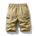 thumbnail image 4 of LNZGNM Mens Casual Cargo Shorts Breathable Loose Golf Shorts Athletic Elastic Waist Drawstring Work Shorts Gym Shorts with Zipper Pockets,Khaki S, 4 of 5