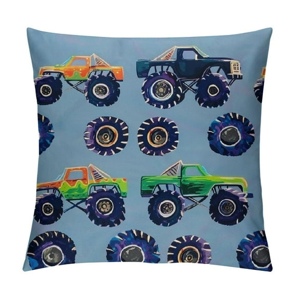 Autua Monster Truck Graphic Decorative Throw Pillow Cover for Home Couch Living Room Sofa, Aesthetic Decor, 1PC Pillowcase 12x12in