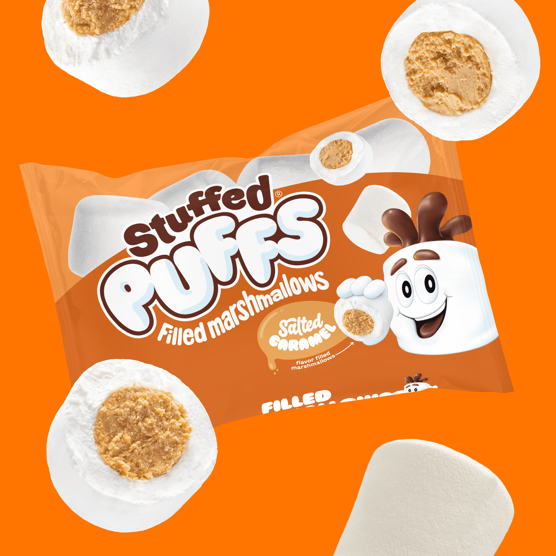 (3 pack) Stuffed Puffs Filled Marshmallows, Salted Caramel, 8.6 oz