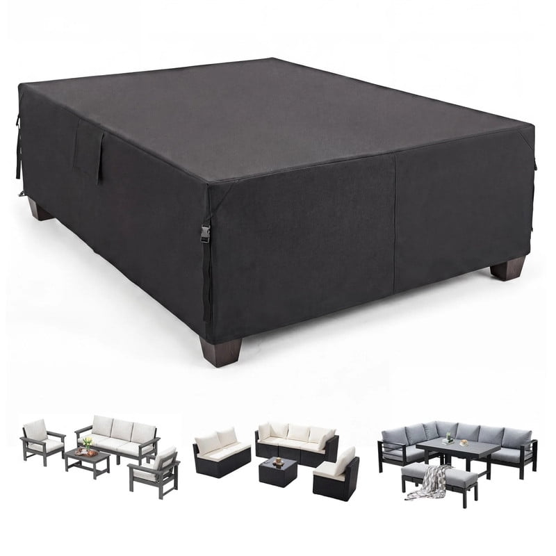 Kelno 600D Patio Furniture Cover Waterproof UV Resistant Outdoor Sofa Cover with Air Vents Windproof Straps, Black