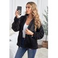 thumbnail image 2 of ABPHQTO Abrigo de mujer sherpa negro con cremallera y bolsillo, 2 of 5