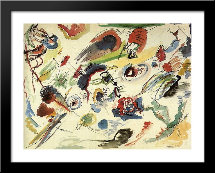 Untitled (First Abstract Watercolor) 36X28 Large Black Wood Framed Print Art By Wassily Kandinsky - Walmart.com