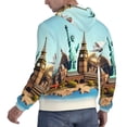 thumbnail image 6 of Pofeuu Iconic Global Landmarks Print Mens Casual Hooded Collar Drawstring Hoodies Pullover Sweatshirts Casual Long Sleeve Shirts-Medium, 6 of 7