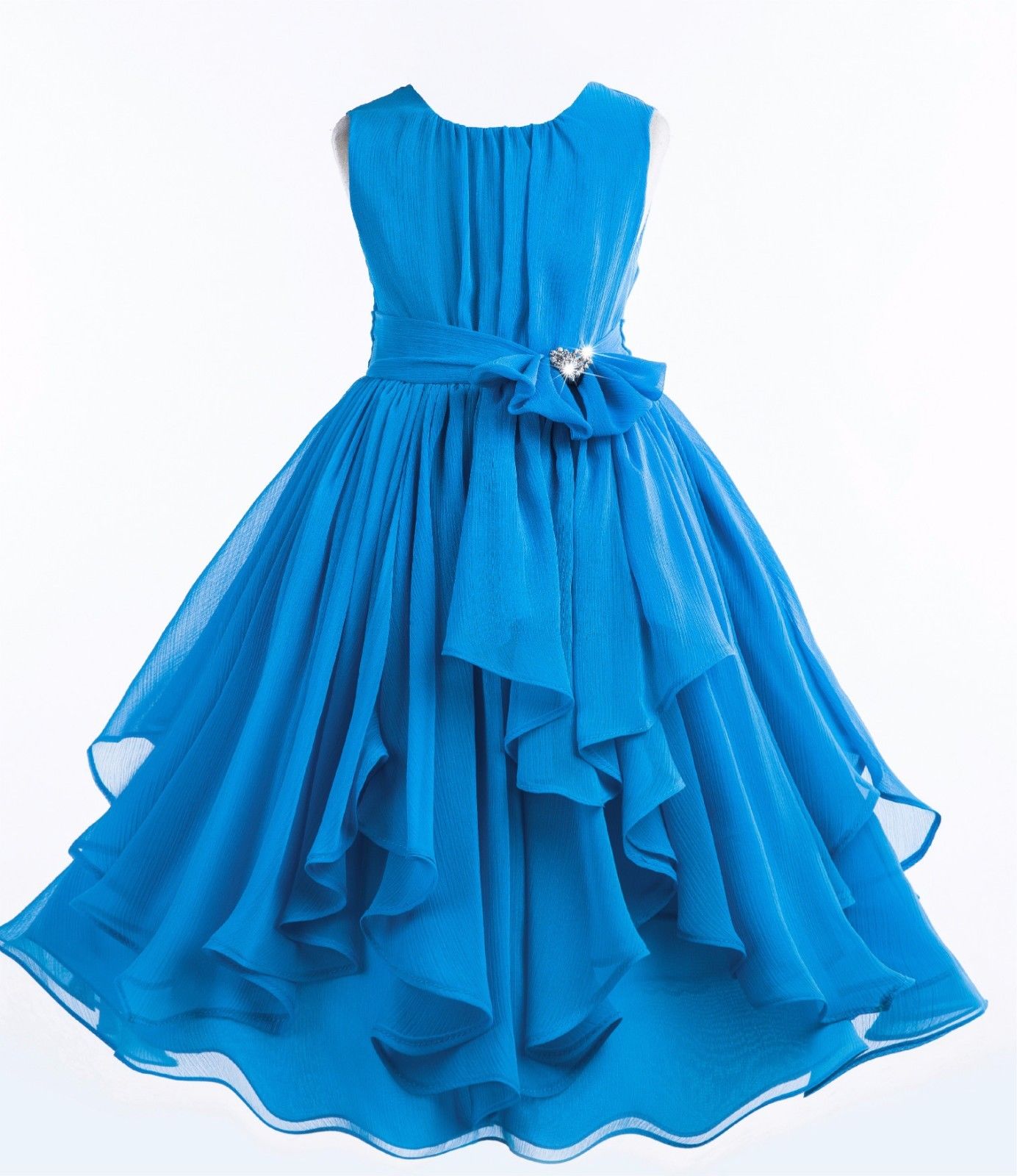 Ekidsbridal Yoryu Chiffon Ruched Bodice Rhinestone Toddler Flower Girl